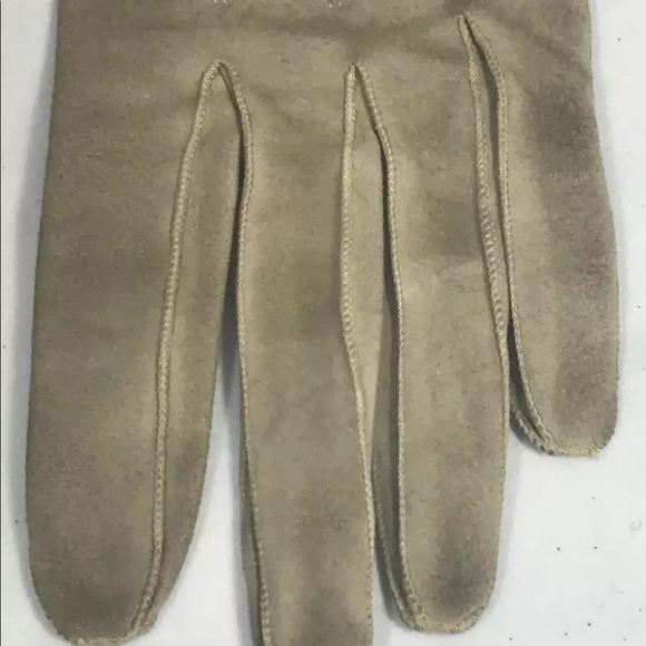 Vintage FOWNES Own Make Women Gloves Beige All Leather 54C Made In France AS IS - Picture 9 of 11
